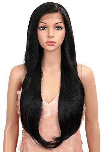 Style Icon Perücke Damen Perücke Schwarz 13x4 Lace Front Wigs 71 cm glatt Kunsthaar Perücken synthetische Faser Straight
