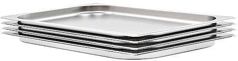 vidaXL Stackable Gastronorm Containers 4 pcs GN 1/1 20 mm, Universal Stainless Steel Food Pans, Efficient for Professional Kitchens, Restaurants, Hotels, Parties – Silver