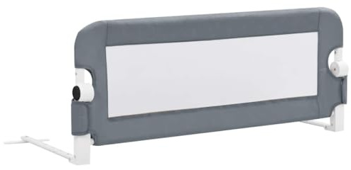 vidaXL Bettschutzgitter Bettgitter Kinderbettgitter Babybettgitter Rausfallschutz Kinder Baby Kleinkind Gitter Kinderbett Grau 102x42cm Polyester