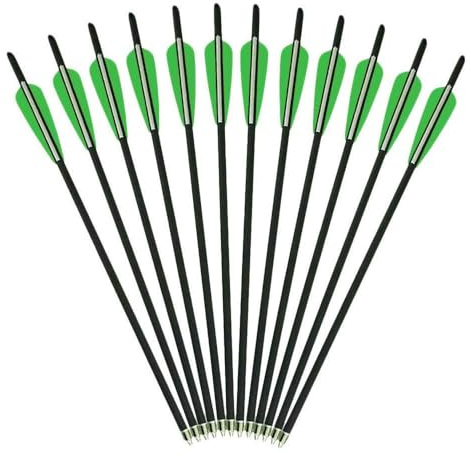 6pcs Flechas de Ballesta Pernos de Ballesta Flecha de Carbono 16 17 18 20 22 para la Caza de Ballesta o la Práctica de Tiro con Arco (Verde Blanco, 17)