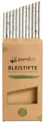 pandoo 12 HB Bleistifte aus Recyceltem Zeitungspapier | Umweltfreundliche Bleistifte | Bleistift-Set zum Zeichnen, Skizzieren, Schule, Kinder | Eco Pencil | Nachhaltige Schulsachen