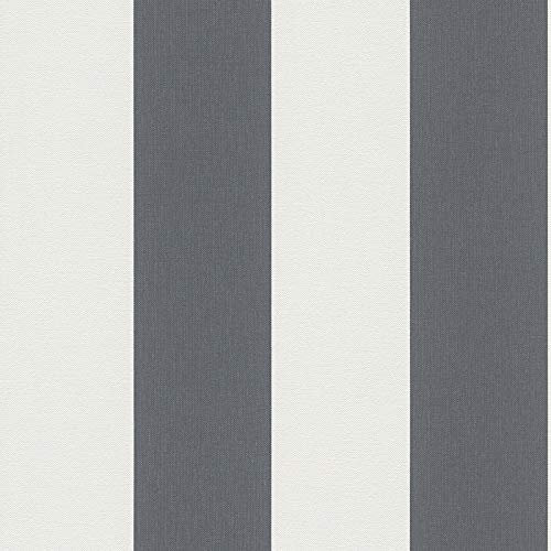 Papier peint intissé rayures bureau 179050 17905-0 A.S. Création Black & White 4 | Gris/Blanc | Rouleau (10,05 x 0,53 m) = 5,33 m²