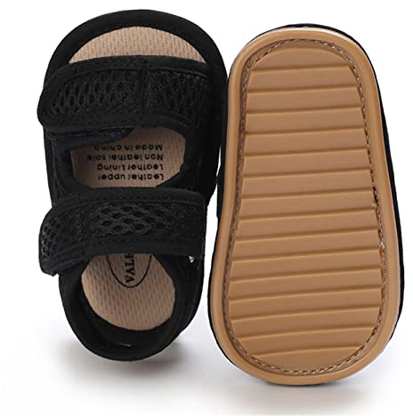 E-FAK Baby Boys Girls Summer Sandals Closed-Toe Non-Slip Rubber Sole Toddler Toddler First Walker Shoes(12-18 Months Toddler,01 Black)