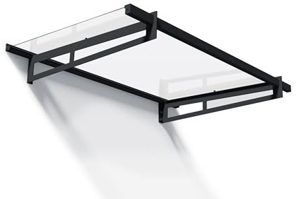 Canopia by Palram Vordach für Haustür Bremen 1500 Pultvordach 150 x 94 cm Grau Sonnenschutz Haustürvordach inkl. Regenrinne