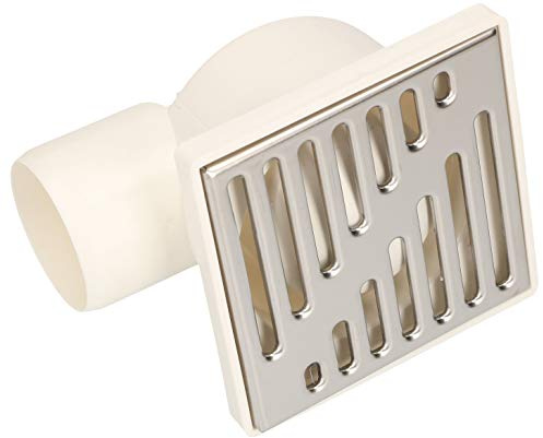 KOTARBAU® Duschrinne mit Seitenanschluss 50 mm Abflussgitter 100 x 100 mm Edelstahl quadratischer Bodenablauf Duschablauf Bodenrinne Weiß