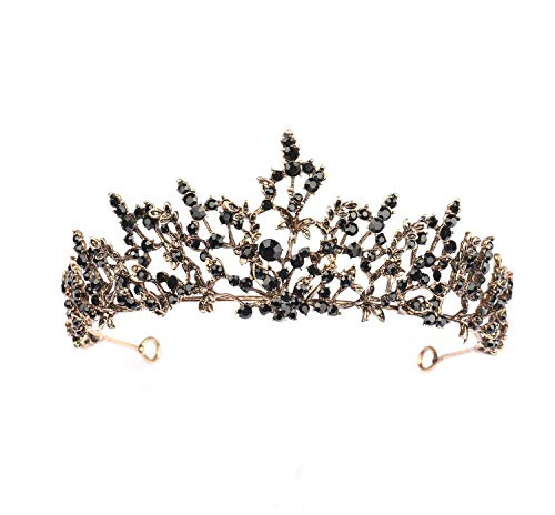 Tiara Cristal Couronne Strass Couronne Diadème Mariée Mariage Princesse Femme Fille Bandeau Adult Cheveux Accessoires Vintage Baroque Cadeau pour Concours Parties Festival fête Cosplay Halloween Noel