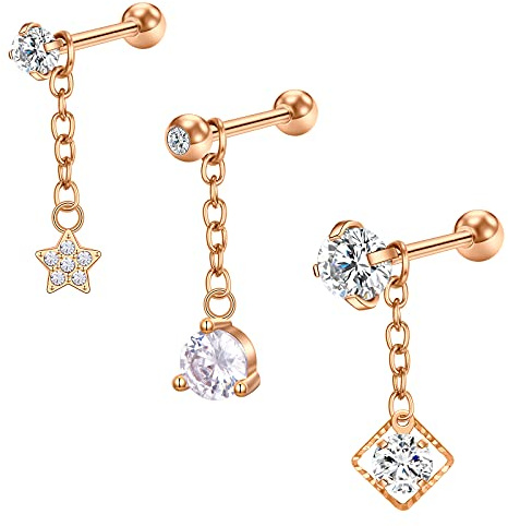 D.Bella Ohrstecker 1,2mm Ohr Tragus Helix Knorpel Piercing - als Lippenpiercing,Ohrpiercing,Tragus,Helix Chirurgenstahl Körper Piercing Schmuck