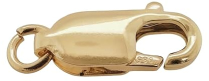 10,1 mm 14 Karat massives Gelbgold, ovaler Karabinerverschluss mit Ring, 12,4 mm Gesamtlänge, hergestellt in Italien CRAFT WIRE