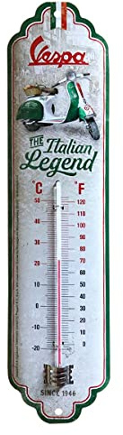 Nostalgic-Art Thermomètre analogique, Vespa - Italian – Idée de cadeau pour fans de scooters, en métal, Design vintage pour décoration, 6,5 x 28 cm