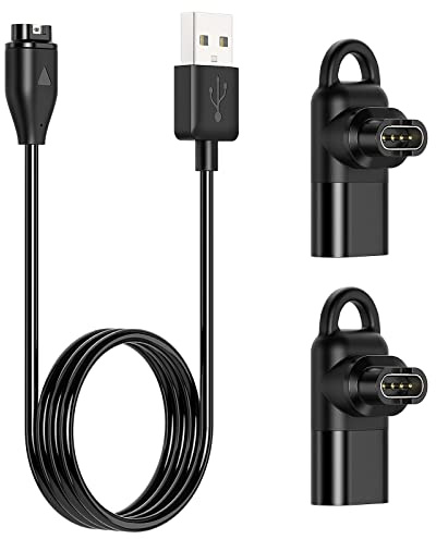 Charger Cable for Garmin Watch with Type-C Adapters-3.3Ft/1M USB Charging Cord for Garmin Forerunner 55 255 255S 165, Instinct 2, Vívoactive 5, Venu 2 Sq2 3S, Fenix 7 7Pro/X/X Pro 6, Vívomove,Epix,etc