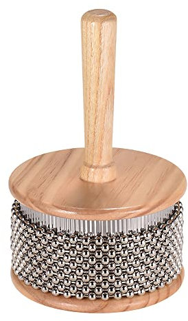 Heysland Cabasa Percussion Musikinstrument Metall Perlenkette Zylinder Pop Hand Shaker für Band Klassenzimmer 11,4 cm