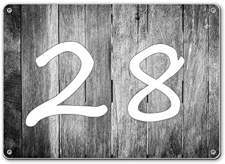 banjado® Hausnummernschild personalisierbar Motiv Holz Monochrom - Hausschild personalisiert Draußen mit Straßennamen möglich - Hausnummernschild Edelstahl versch. Motive - inkl. Montagematerial
