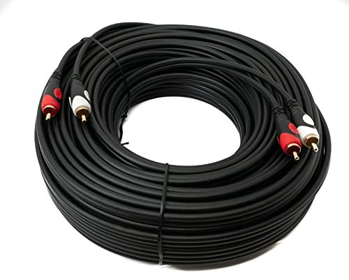 System-S Cinch 2 RCA Kabel 30 m Stecker zu Stecker Stereo AV Adapter in Schwarz