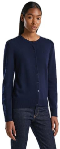 United Colors of Benetton Camiseta Coreana M/L 1002d5485 Cárdigan, Azul Oscuro 016, S para Mujer