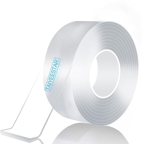 Taiyeestar 5m Doppelseitiges Klebeband Extra Stark Transparent 15mm/20mm/30mm/40mm/50mm, Ablösbar nicht markierend Doppelseitiges transparentes Nano tape, für Teppich/Foto Wand, 1mm Dicke, 20mm breit