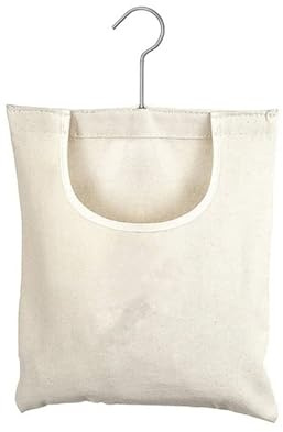 Ragyzity Canvas Clothespin Bag, Beige (32x27 cm/13.33x11.25 inch), Zipper Closure, Portable Clothes Pin Hanging Bag for Home Balcony Travel