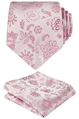 Alizeal Herrenkrawatte mit Einstecktuch, bunt, stilvoll, helle Krawatte und Einstecktuch, Set für Herren, Hochzeit, 109-Hellrosa, Einheitsgröße