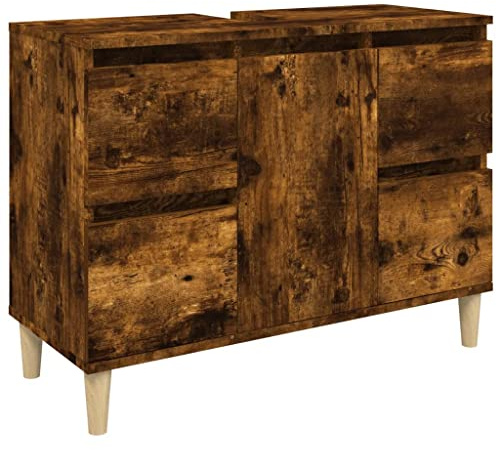 vidaXL Meuble d'évier chêne fumé 80x33x60 cm Bois d'ingénierie