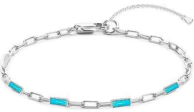 DOLIOX Natürlich Türkis-Armband für Damen 925er Sterlingsilber Echter Rhombisch Grüner Stein Tennisarmband Schmuck für Sie