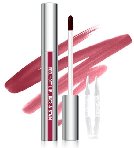Cilrofelr Peel Off Lip Liner Stain, Long Wear Tattoo Lip Liner with Tweezer, Peel Off Lip Stain with Matte Finish, Long Lasting, Waterproof, Transfer-proof, Highly Pigmented Color (Mauve)