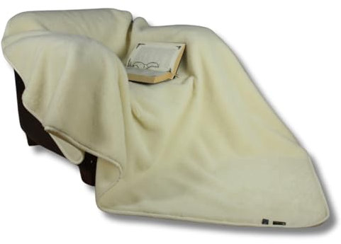 Perfect Wool Wolldecke aus Schafwolle – Handgefertigter – Kuscheldecke flauschig - 450 g/m² – Sofadecke - Flauschige Decke für Herbst & Winter – Weiß - 140/200cm