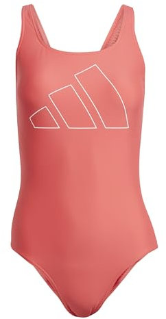 adidas Donna Big Bars Swimsuit, semi lucid red/white, 32