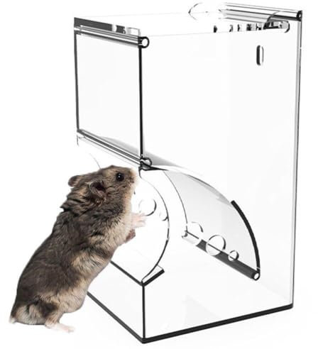 Lipfer Automatic Hamster Feeder, Transparent Hamster Feeder Food Dispenser for Small Pets Such as Hamsters, Hedgehogs, Squirrels, Guinea Pigs, Birds