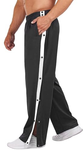 PINSPARK Pantalon de Jogging pour Homme Pantalon de Rééducation Ouverture Latérale avec Boutons-Pression Latéraux - Pantalon de Sport Postopératoire