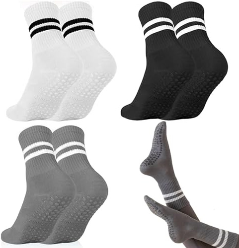 YIMINI 3 Paar Frauen Antirutschsocken Erwachsene, Anti Rutsch Griff Yoga Socken, Stoppersocken Damen, Erwachsene Rutschsocken Mit Noppen für Yoga, Pilates, Fitness Training