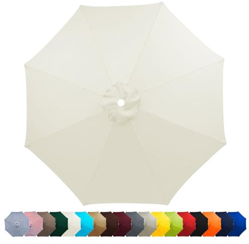 HonunGron Sonnenschirm Ersatzbezug 2M/2.3M/2.5M/2.7M/3M 6 Streben/8 Streben,UV 50+ Patio Umbrella Cloth Cover Sonnenschirm Strand Garten Runden Sonnenschirm Ersatzteile (6 Streben-2.5m,Beige)