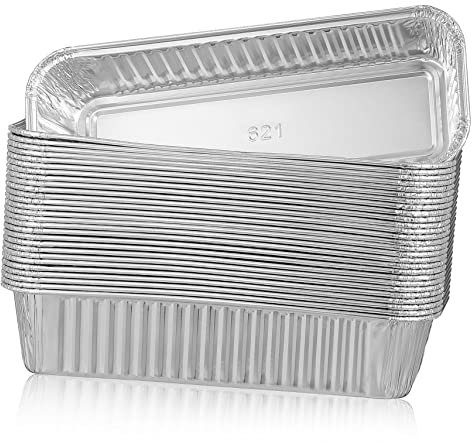 COLLBATH 125pièces Pans Aluminium Pour Et Rangement Alimentaire Barquettes Rectangulaires Pour Barbecue Pique- Et Buffets