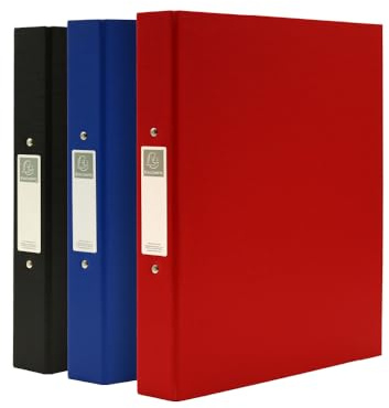 Exacompta Essentials A4 ringpärmar, 30 mm ryggrad, dokumentmapp, blandade, paket med 3 (svart, blå, röd) brevmappar för pappersarbete och dokumentorganisering – 226/0000Z