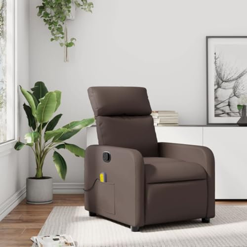 Homgoday Massagesessel mit Liegefunktion Fernsehsessel Relaxsessel Ruhesessel Liegesessel TV Sessel Polstersessel, Verstellbare Rückenlehne, für Wohnzimmer Braun Kunstleder