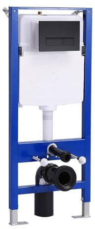 HOROW Élément de chasse d'eau encastré pour WC mural, avec plaque de déclenchement à 2 débits, construction en acier, hauteur réglable, UWT01H, rectangulaire, noir