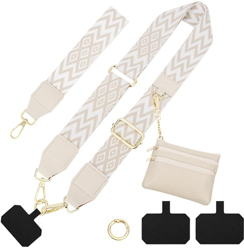 ONEKERUN Universal Handykette für alle Smartphones, Handy Schlüsselband Kette zum Umhängen mit 2 Patchs, Abnehmbar Handy Umhängeband Breit Schlüsselband Handyschnur Halsband Handy Lanyard