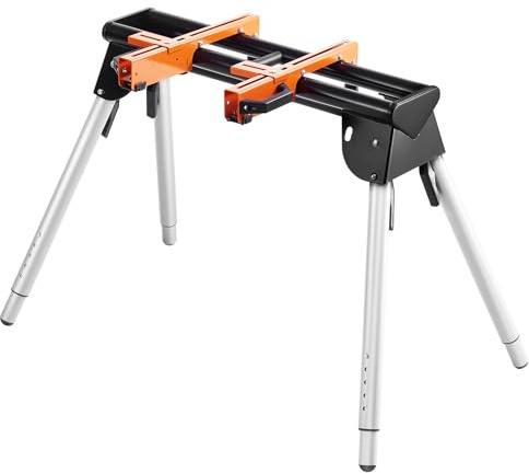 VEVOR Support pour Scie à Onglet Universel Capacité de Charge 149,5 kg, Piètement pour Scie Pliable en Acier, Hauteur Réglable 739-835 mm, avec Supports de Montage Monobloc, Portable et Compact