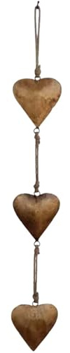 Vintage Metallherz zum Aufhängen, Kunst, goldene Herzen in Schlafzimmerwand, für ihn, ihre Dekorationen für Paare, Bauernhaus, Landhausherz Szw860 (Gold, 66x10x1cm)