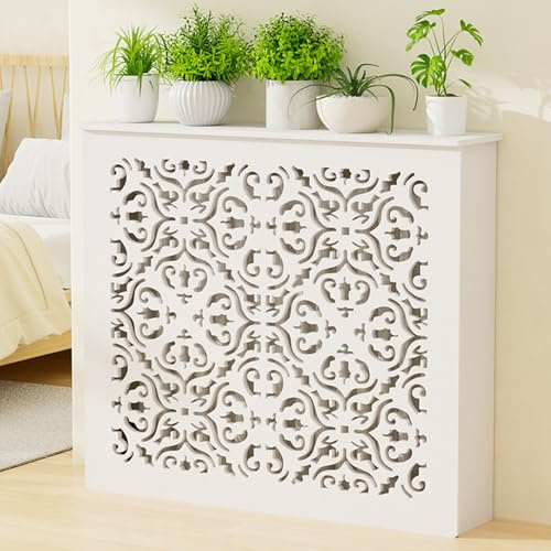Cubre Radiadores,Cubierta para Radiador,Cubreradiador Blanco,Cubreradiadores Madera,Tapa Radiadores Calefaccion,Protector Radiador,Estante de Almacenamiento,para Dormitorio Pasillo Salón(L90*H80*T15cm