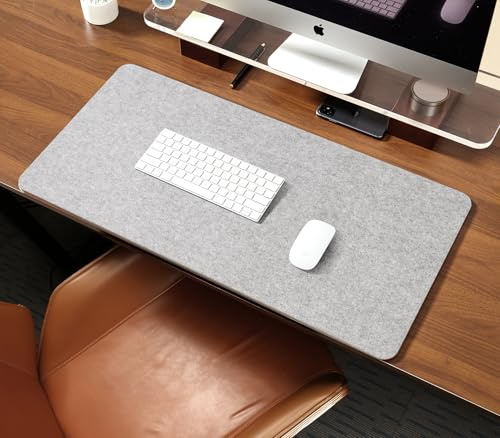 RENMTURE Doppelt verdicktes Filz-Mauspad, große Schreibtischmatte, großes Kork-Mauspad, großes Mauspad für Gaming, Schreibblock, Schreibtischzubehör, Büro-Heim-Desktop-Dekoration (Hellgrau, 81,3 x