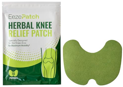 EezePatch Herbal Knee Relief Patches (10 Count) – Natural Joint Support for Knee Discomfort, Mobility & Flexibility – Herbal Extracts for Soothing Relief – Easy-to-Apply Patches
