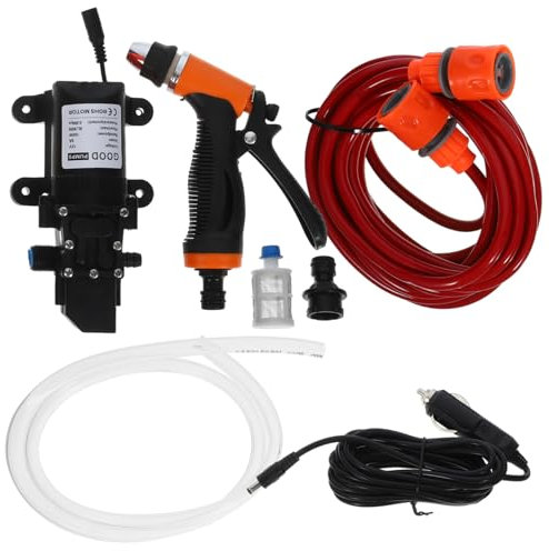 Angoily Kit Nettoyeur Haute Pression Portable Laveur de Voiture 12v Pompe à Eau Auto-amorçante Électrique pour Jardin et Auto 1 Unité Usage Extérieur