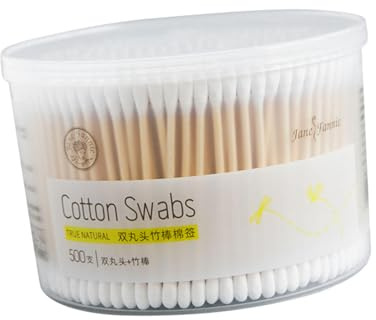 FRCOLOR Cotons-tiges Boîte de 300 Pièces à Double Tête en Bambou Naturel Étui Nettoyage Facile et pour pour Maquillage Soins à Domicile