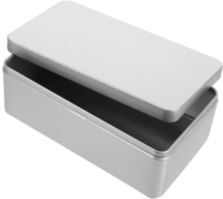 UKCOCO Rechteckige Metall Aufbewahrungsbox Aus Weißblech Mit Deckel Große Silberne Keksdose Für Süßigkeiten Schmuck Und Teepartys Feuchtigkeitsbeständig 7.09X3.86X2.56 Zoll