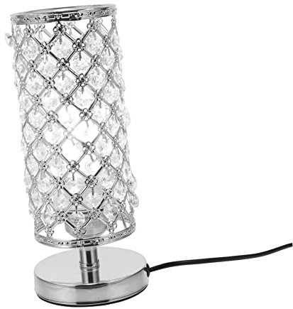 Holibanna Dekorative Indoor Kristall Tischlampe Silber Mit Knopfschalter Und Eu-stecker Kompakte Einzigartiges Design Für Wohnzimmer Und Schlafzimmer Einfache Bedienung Stilvolle Raumbeleuch