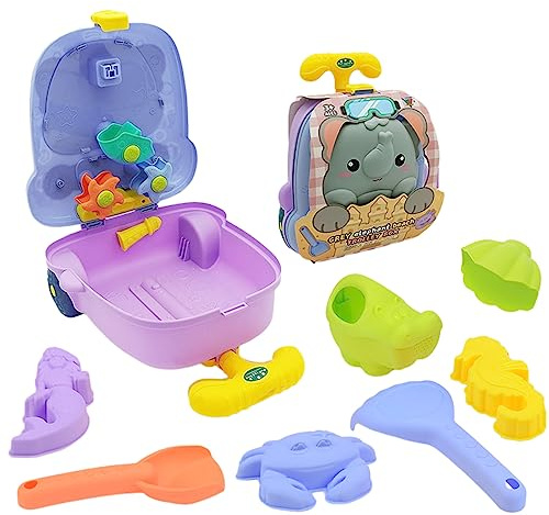 Sand Toy Suitcase for Children Sand Sculpture Shovel Mold Seaside Toy 8Pcs Beach Water Play Toy Kids Party Favor