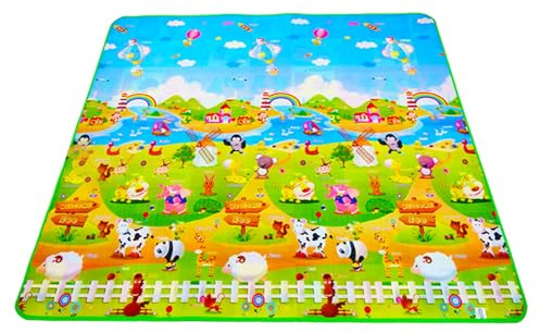 Tappetino Per Gattonare Bambini 200x180cm, Tappeto Da Gioco Per Bambini Pieghevole Doppia Faccia, Tappeto Da Gioco Neonato Educativo, Tappeto Grande Gioco Antiscivolo Per Apprendimento Giocando