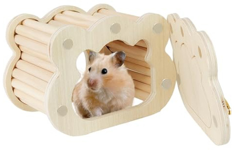 Nevalerra Cachette pour hamster - Maison en bois pour cochon d'Inde - Portable - Maison en bois pour hamsters, gerbilles, souris dorées