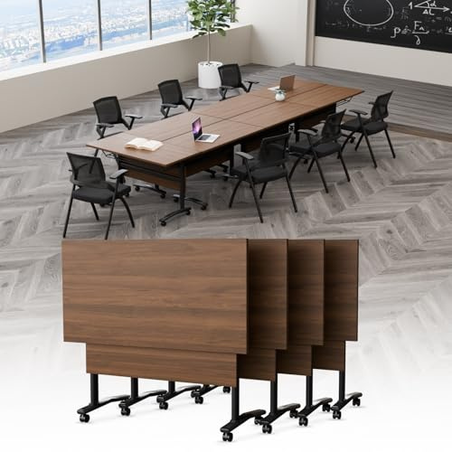 rzoizwko Modular Folding Conference Room Tables with Wheels, Flip Top Training Table System for Office & Classroom, Mobile Joinable Meeting Desks for Seminar & Collaboration Spaces