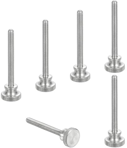 sourcing map Lot de 6 vis moletées M4 x 35 mm, vis moletées à tête diamant en acier inoxydable 304, boulons à tête moletée métriques avec boutons de préhension d'épaule, attaches filetées serrées à la