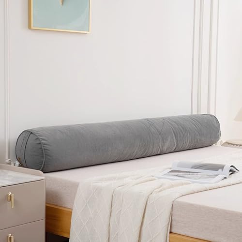 XXIUDEE Runde Nackenrolle für Zuhause/Bett/Auto, Sofa-Armlehne, Stützkissen, Lendenwirbel-, Nacken-, Rückenkissen, langer Schlafschutz, Kissen mit abnehmbarem Bezug (150 x 20 cm, Dunkelgrau)